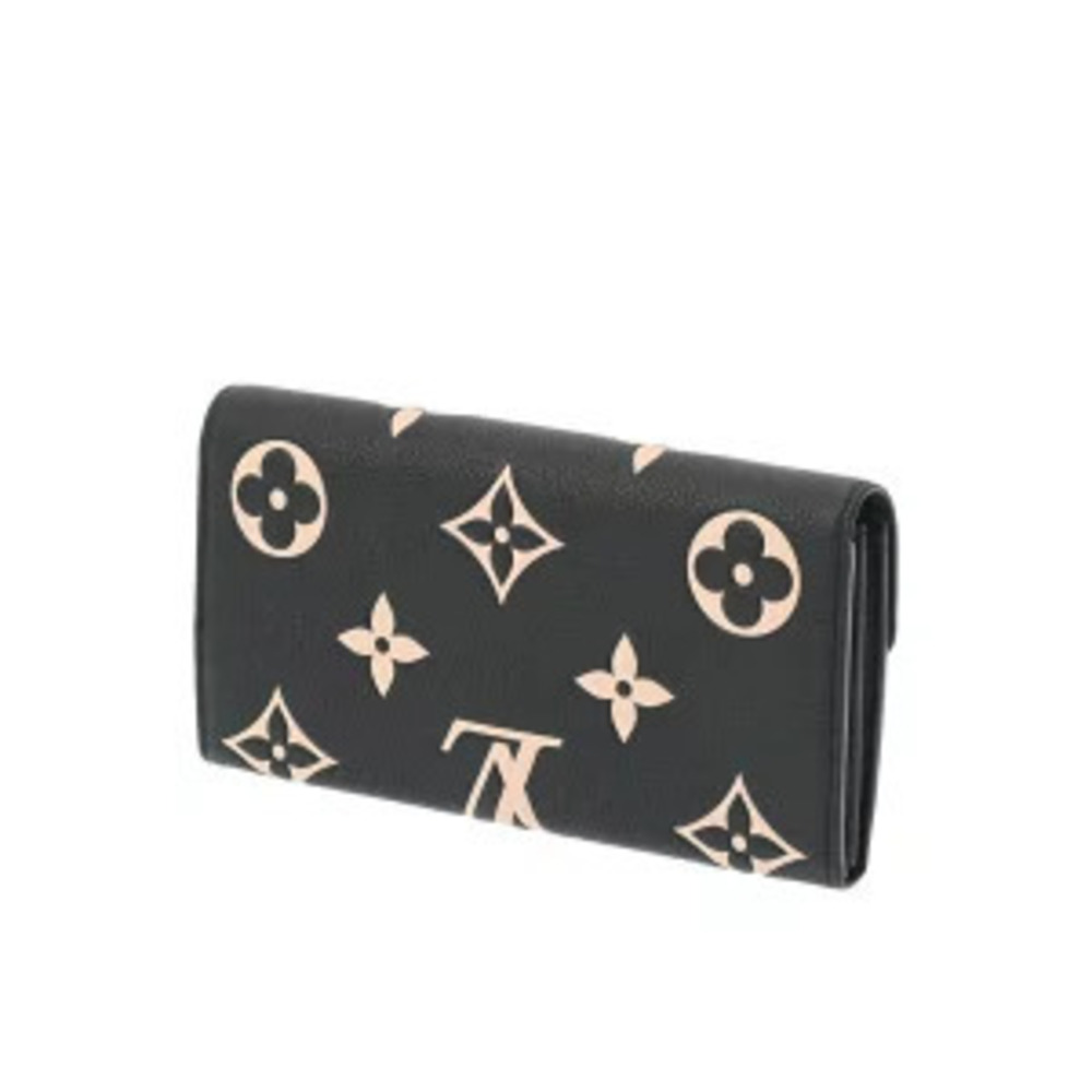 Louis Vuitton Monogram Beige Sarah Empreinte Long Bicolor Portefeuille Black